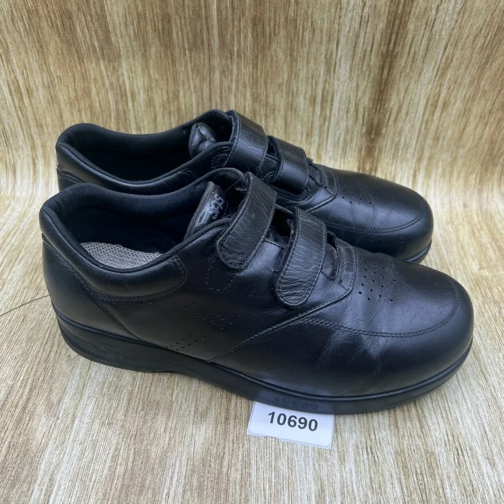 SAS VTO Walking Shoes Men's Size 10.5 WW Black Leather Hook and Loop Made in USA